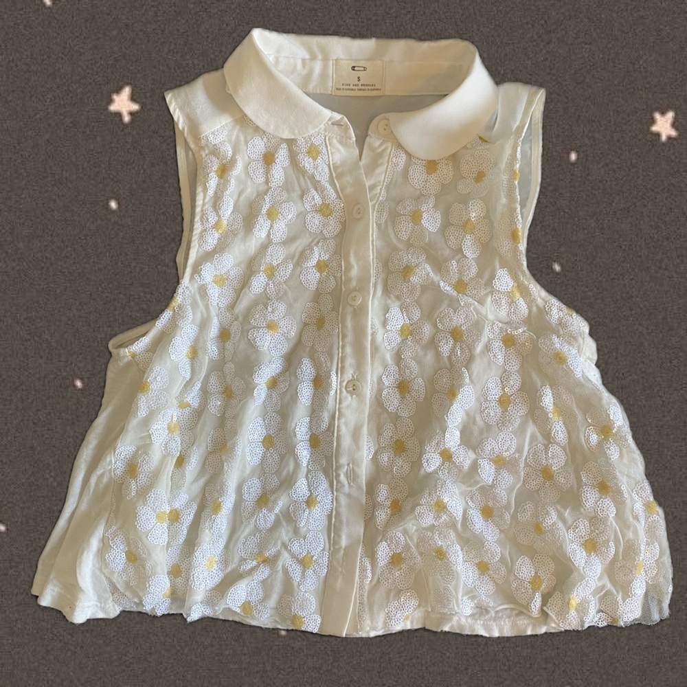 Urban Outfitters Pins+Needles sequin daisies top